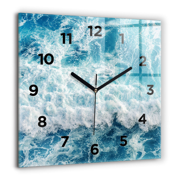 Square wall clock Ocean waves