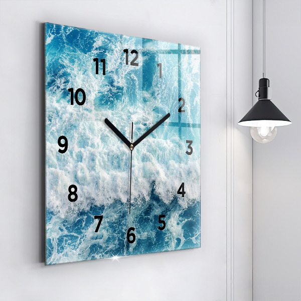 Square wall clock Ocean waves