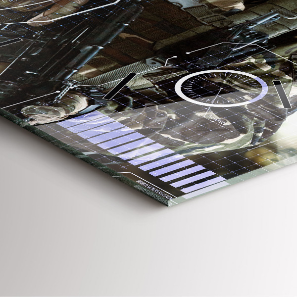 Square wall clock Soldier with a gun