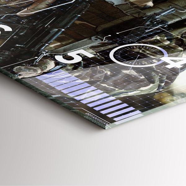 Square wall clock Soldier with a gun