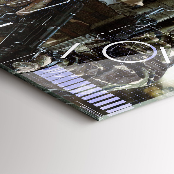 Square wall clock Soldier with a gun