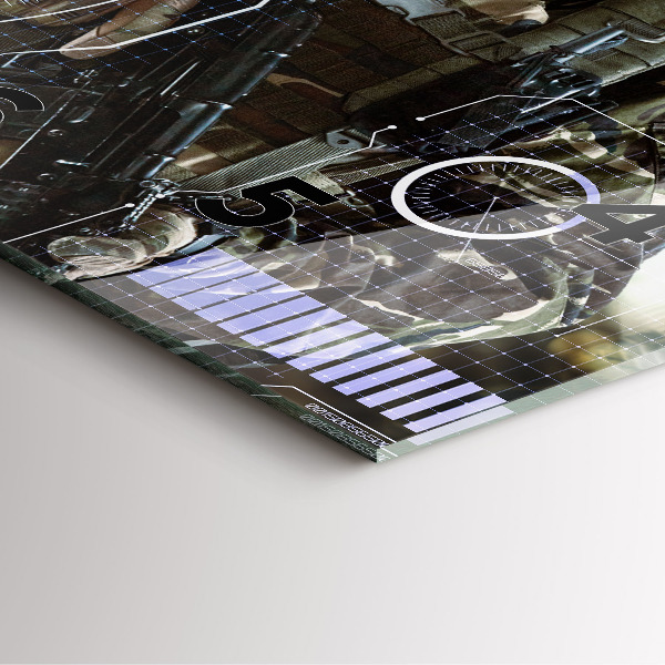 Square wall clock Soldier with a gun