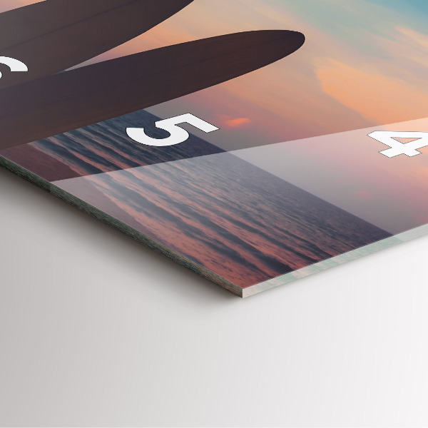 Square wall clock Surfing on the beach