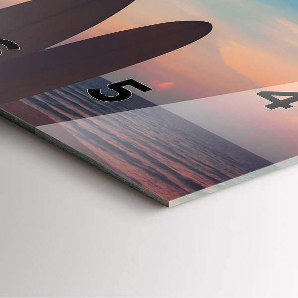 Square wall clock Surfing on the beach