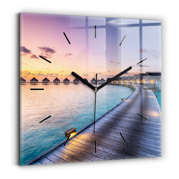 Square wall clock Sunset Maldives