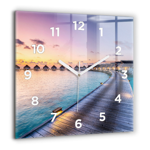 Square wall clock Sunset Maldives