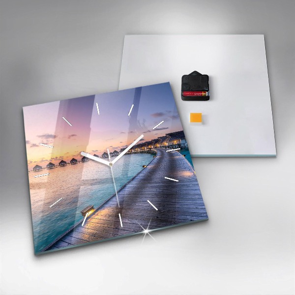 Square wall clock Sunset Maldives
