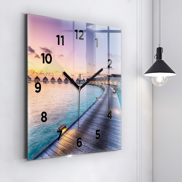 Square wall clock Sunset Maldives