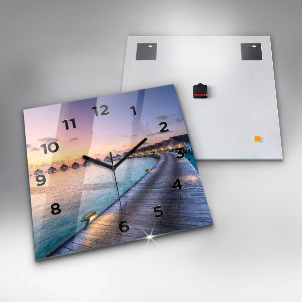 Square wall clock Sunset Maldives
