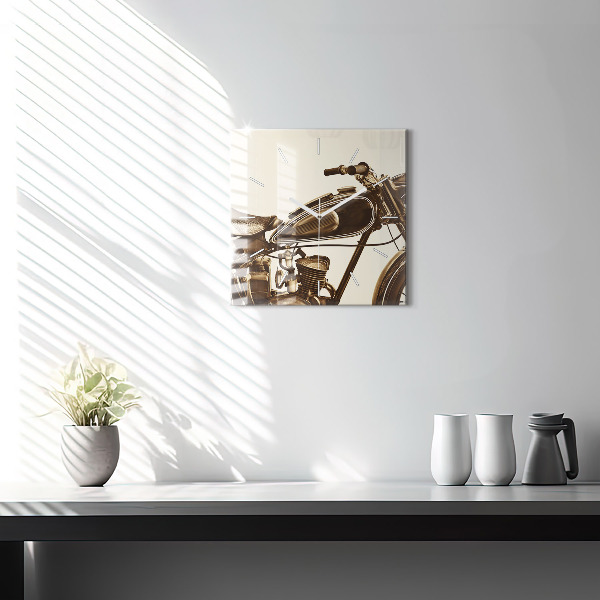Square wall clock Vintage Motorcycle Sepia