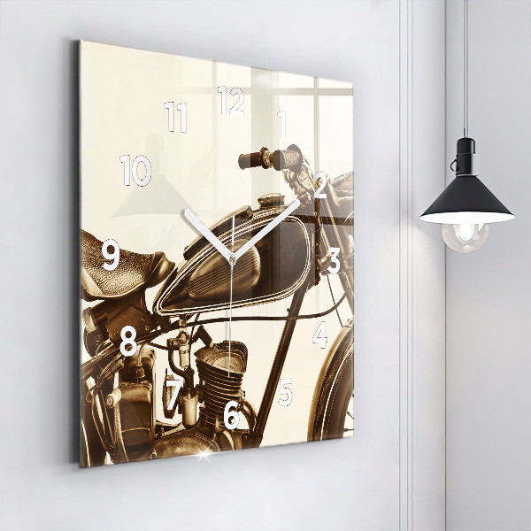 Square wall clock Vintage Motorcycle Sepia