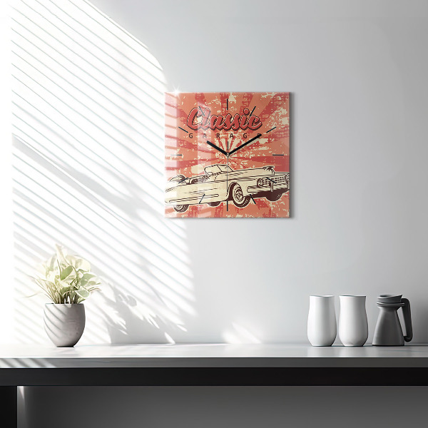 Square wall clock Vintage Retro car