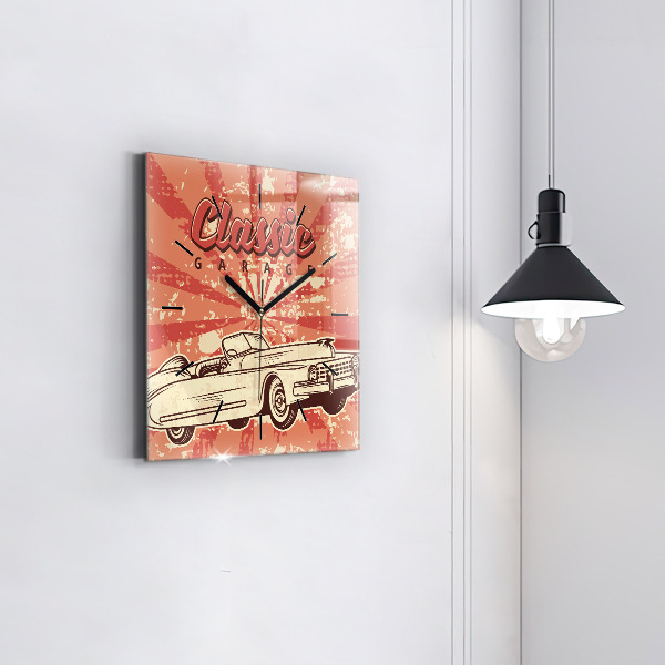 Square wall clock Vintage Retro car