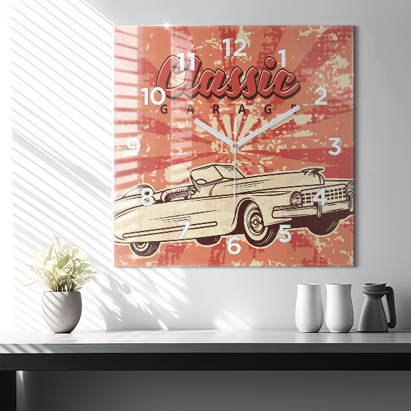 Square wall clock Vintage Retro car