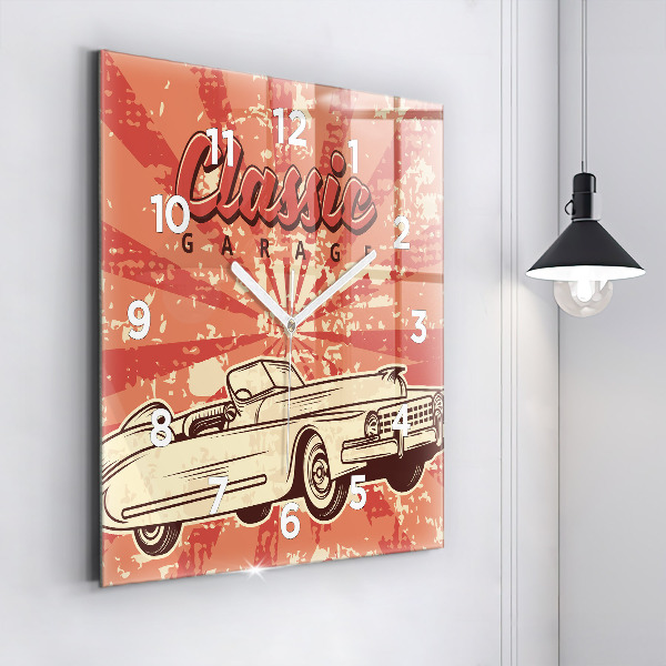 Square wall clock Vintage Retro car