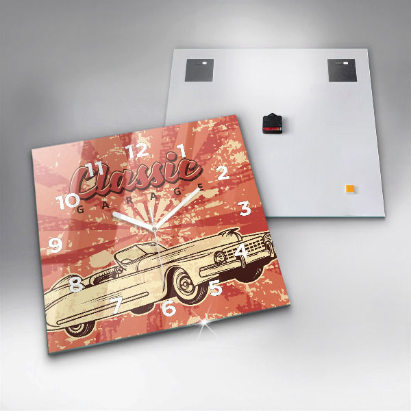 Square wall clock Vintage Retro car