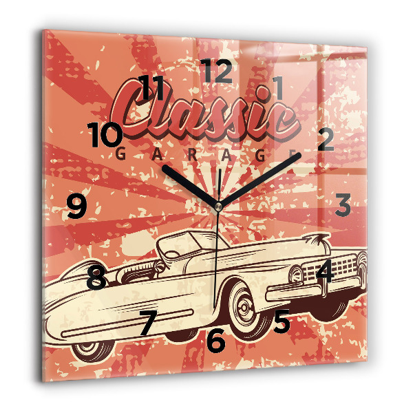 Square wall clock Vintage Retro car