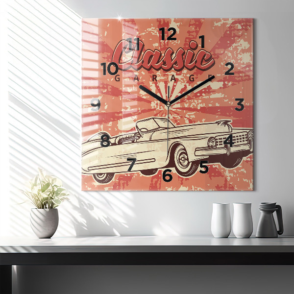 Square wall clock Vintage Retro car