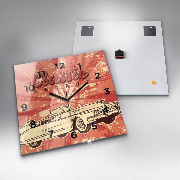 Square wall clock Vintage Retro car