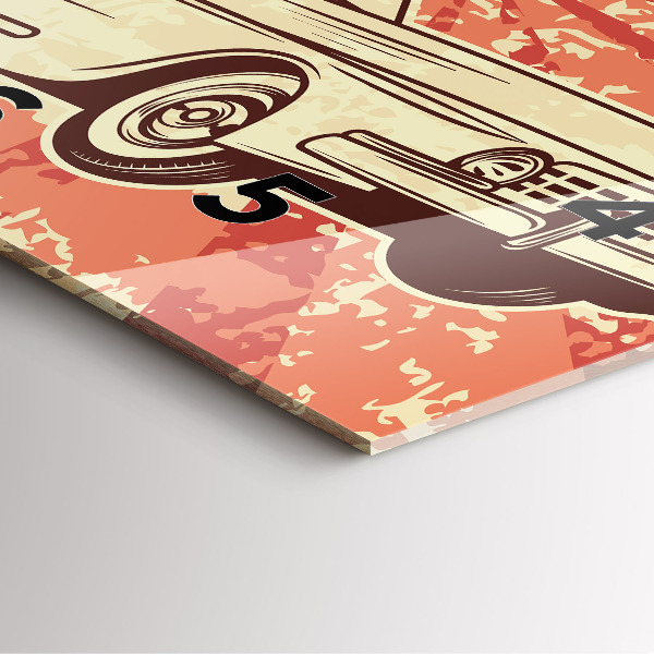 Square wall clock Vintage Retro car