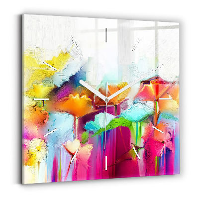 Square wall clock Abstract flowers