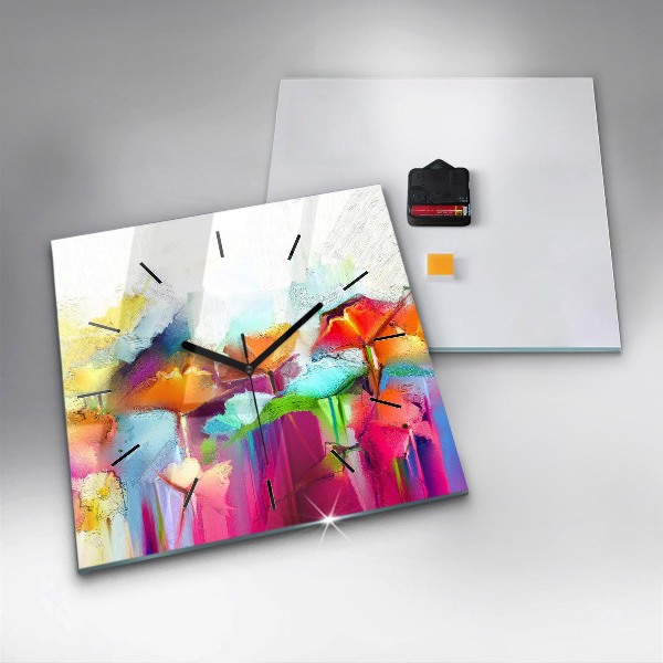 Square wall clock Abstract flowers