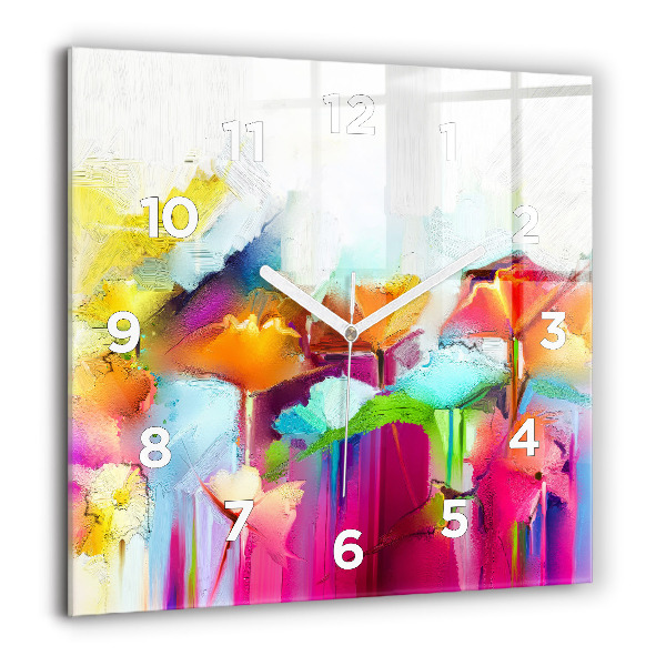Square wall clock Abstract flowers