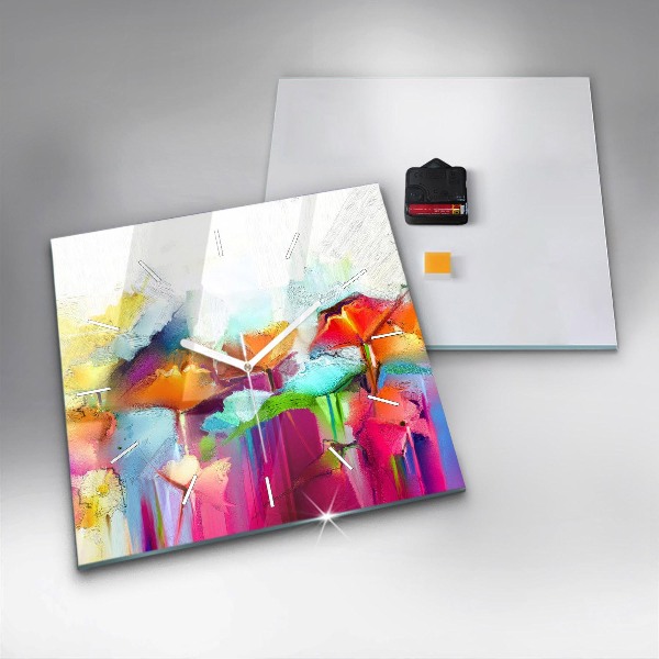 Square wall clock Abstract flowers