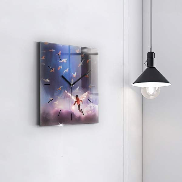 Square wall clock Boy with wings