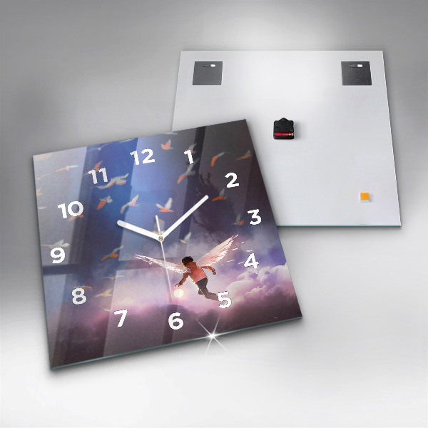 Square wall clock Boy with wings