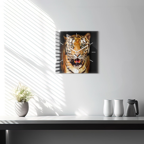 Square wall clock Tiger - wild look