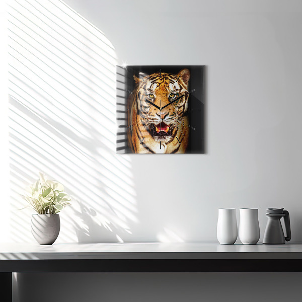 Square wall clock Tiger - wild look