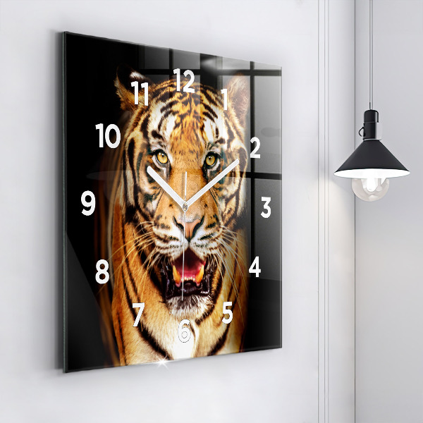 Square wall clock Tiger - wild look