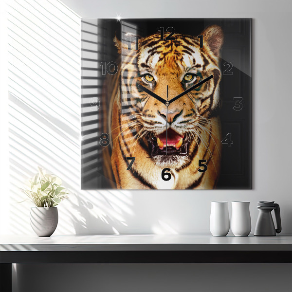 Square wall clock Tiger - wild look