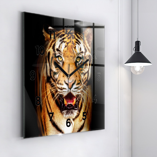 Square wall clock Tiger - wild look