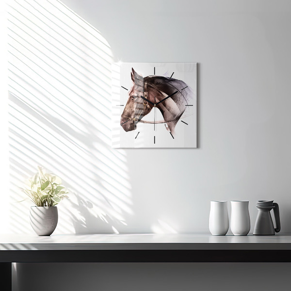 Square wall clock Painted Horse Profile