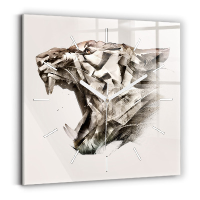 Square wall clock painted portrait of a tiger