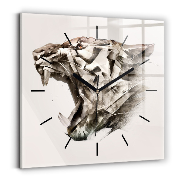 Square wall clock painted portrait of a tiger