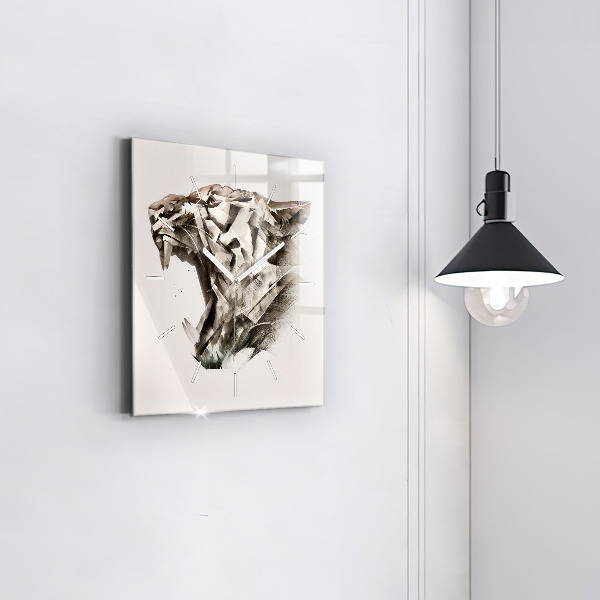 Square wall clock painted portrait of a tiger