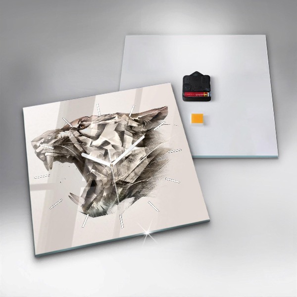 Square wall clock painted portrait of a tiger