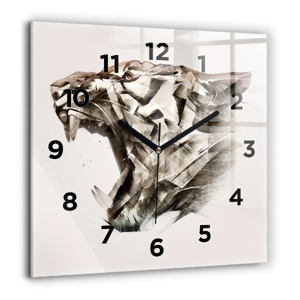 Square wall clock painted portrait of a tiger