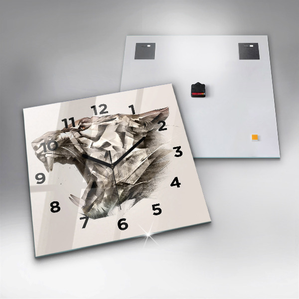 Square wall clock painted portrait of a tiger