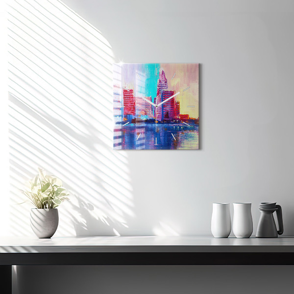 Square wall clock Skyscraper abstraction