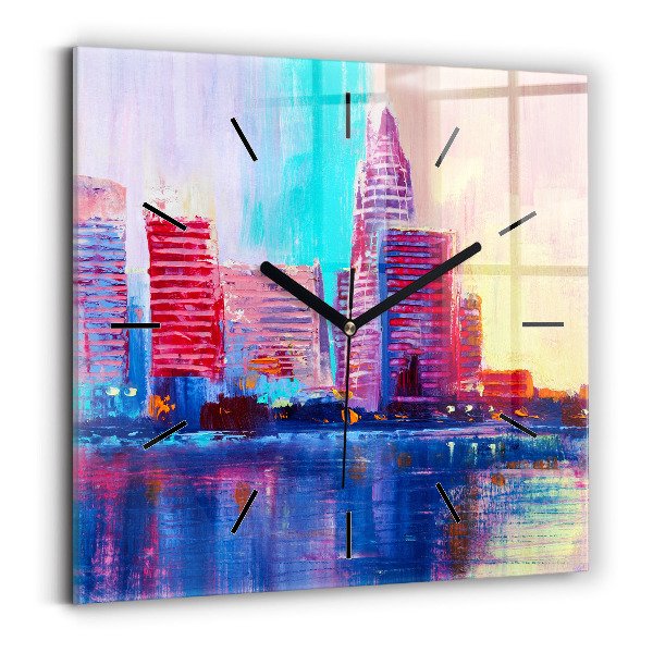 Square wall clock Skyscraper abstraction