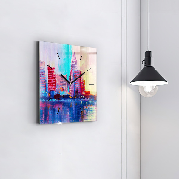 Square wall clock Skyscraper abstraction