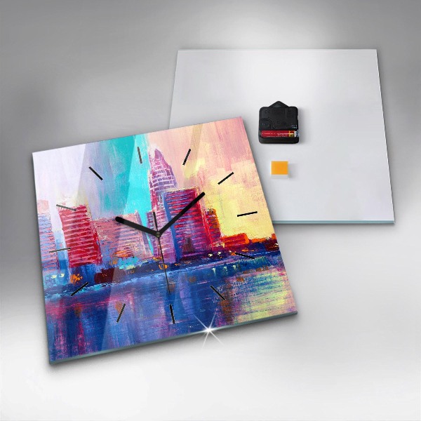 Square wall clock Skyscraper abstraction