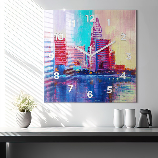 Square wall clock Skyscraper abstraction