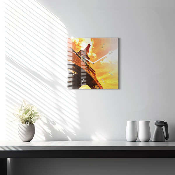 Square wall clock The Eiffel Tower in Paris