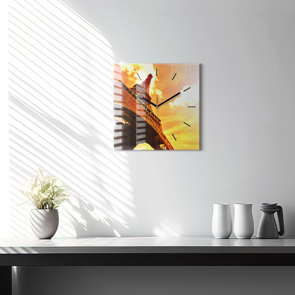 Square wall clock The Eiffel Tower in Paris