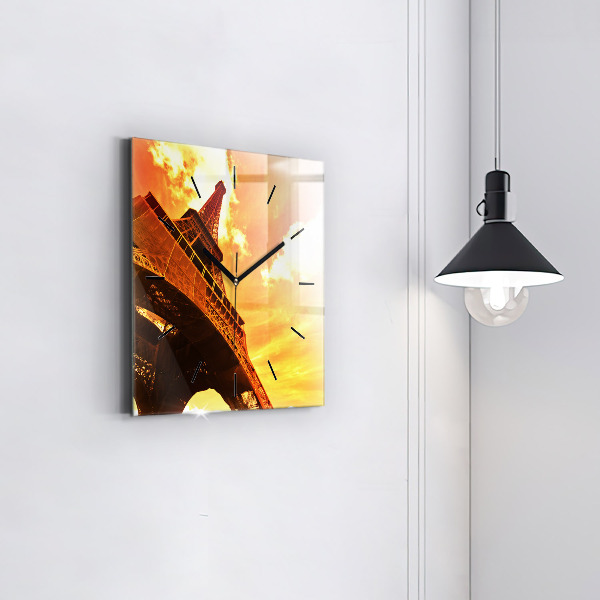 Square wall clock The Eiffel Tower in Paris